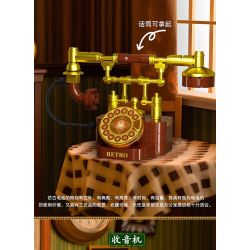 FORANGE FC8281 8281 6 THIẾT BỊ RETRO MÁY GHI ÂM ĐIỆN THOẠI GIẶT ĐỒNG HỒ CON LẮC MAY bộ đồ chơi xếp lắp ráp ghép mô hình 658 khối