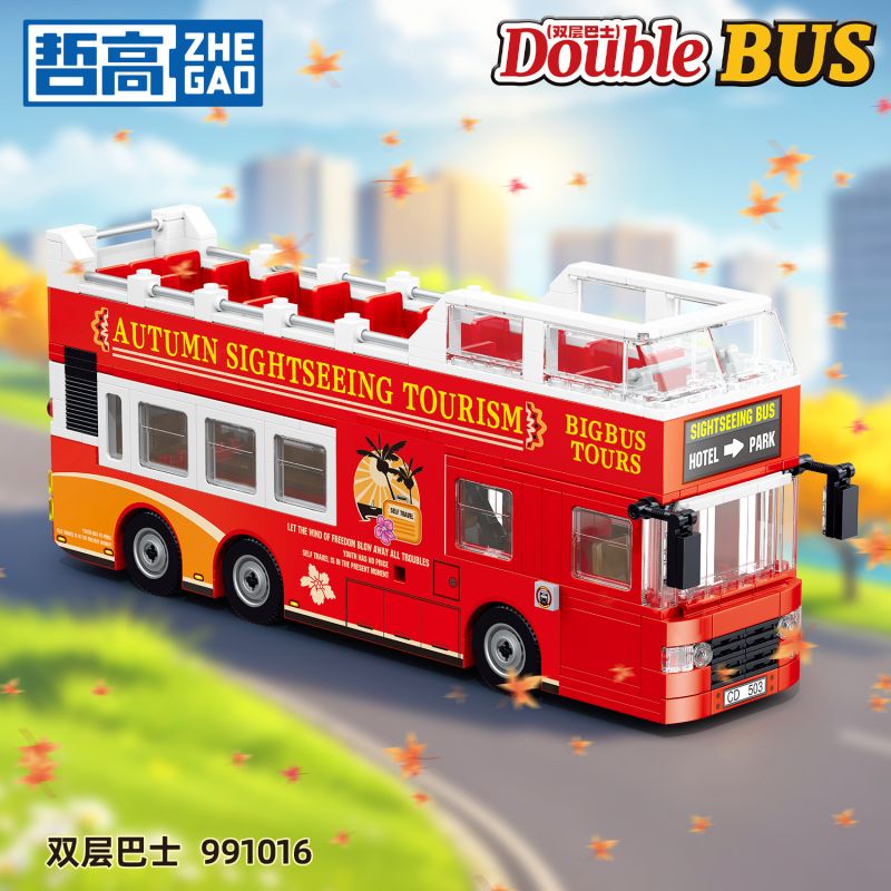 ZHEGAO 991016 Double Bus Xếp hình lắp ráp ghép mô hình Xe buýt du lịch đôi Decker