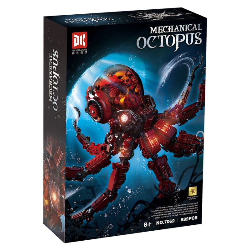 DK 7062 OCTOPUS CƠ HỌC bộ đồ chơi xếp lắp ráp ghép mô hình MECHANICAL OCTOPUS 882 khối
