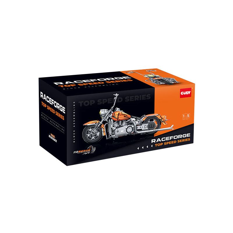 GULY 60531 Xếp hình lắp ráp ghép mô hình Máy bay đầu máy màu cam mùa hè Harley Motorcycle 1: 5