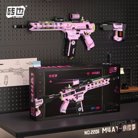 WEILE CREATION 2206 VŨ TRỤ CƠ HỌC MÙA HOA ANH ĐÀO M4A1 bộ đồ chơi xếp lắp ráp ghép mô hình Military Army STREET PARTY Quân Sự Bộ Đội 1492 khối
