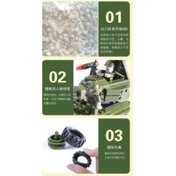 WOMA J5821 5821 Xếp hình kiểu  MILITARY ARMY 3 In 1 Armoured Car 3 Mẫu Thiết Bị Quân Sự 203 khối