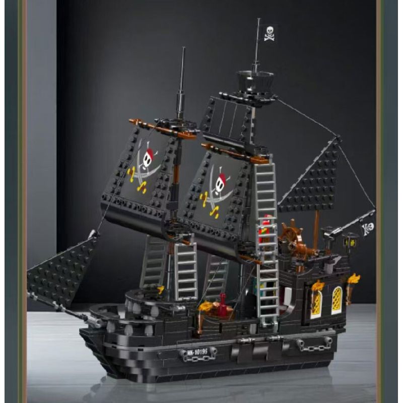 MouldKing 10195 Mould King 10195 TÀU CƯỚP BIỂN ĐEN bộ đồ chơi xếp lắp ráp ghép mô hình Pirates Of The Caribbean BLACK PEARL PIRATE SHIP Cướp Biển Vùng Caribe 932 khối