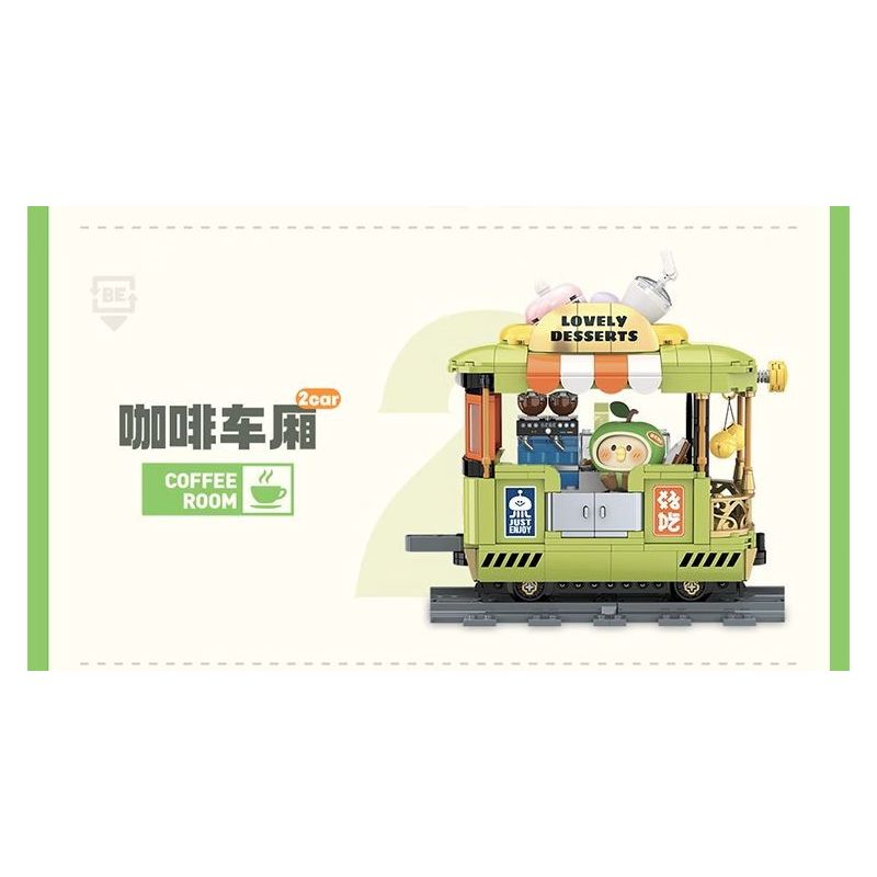 TOP TOY TC1737 1737 LITTLE PARROT BEBE TIME TRAIN COFFEE CART bộ đồ chơi xếp lắp ráp ghép mô hình 400 khối