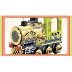 TOP TOY TC1737 1737 LITTLE PARROT BEBE TIME TRAIN COFFEE CART bộ đồ chơi xếp lắp ráp ghép mô hình 400 khối