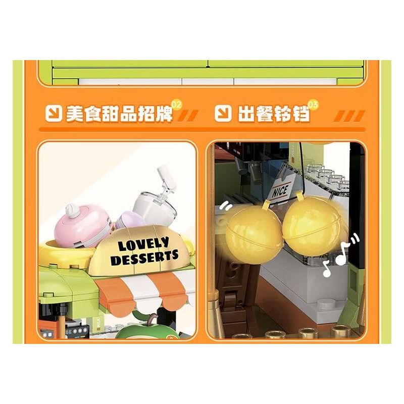 TOP TOY TC1737 1737 LITTLE PARROT BEBE TIME TRAIN COFFEE CART bộ đồ chơi xếp lắp ráp ghép mô hình 400 khối