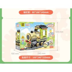 TOP TOY TC1737 1737 LITTLE PARROT BEBE TIME TRAIN COFFEE CART bộ đồ chơi xếp lắp ráp ghép mô hình 400 khối