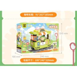 TOP TOY TC1737 1737 LITTLE PARROT BEBE TIME TRAIN COFFEE CART bộ đồ chơi xếp lắp ráp ghép mô hình 400 khối