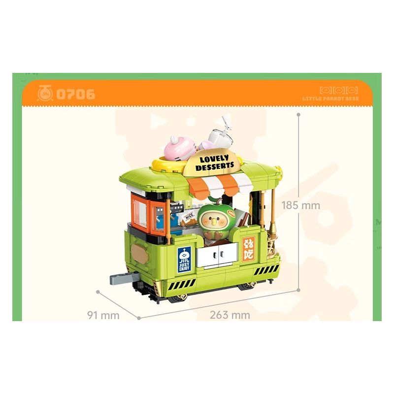 TOP TOY TC1737 1737 LITTLE PARROT BEBE TIME TRAIN COFFEE CART bộ đồ chơi xếp lắp ráp ghép mô hình 400 khối