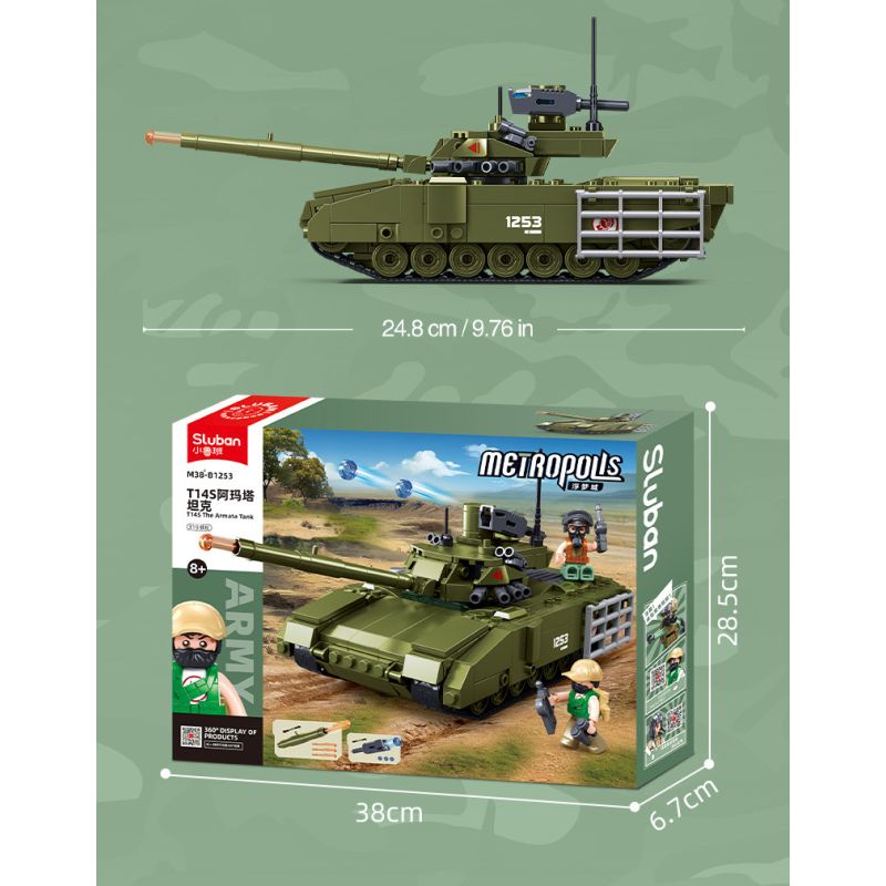 SLUBAN M38-B1253 B1253 1253 M38B1253 38-B1253 FU MENGCHENG T14S ARMATA TANK bộ đồ chơi xếp lắp ráp ghép mô hình Military Army Quân Sự Bộ Đội 319 khối
