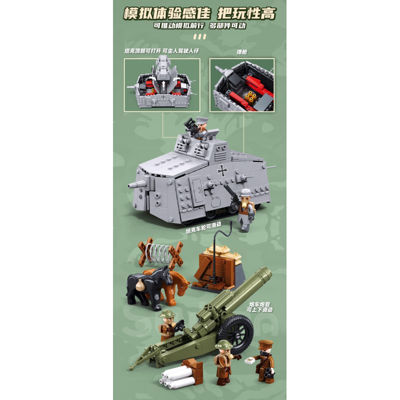SLUBAN M38-B1295 B1295 1295 M38B1295 38-B1295 FU MENGCHENG HOẠT ĐỘNG TẤN CÔNG XE TĂNG A7VS bộ đồ chơi xếp lắp ráp ghép mô hình Military Army Quân Sự Bộ Đội 506 khối