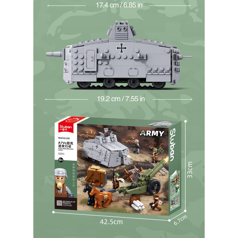 SLUBAN M38-B1295 B1295 1295 M38B1295 38-B1295 FU MENGCHENG HOẠT ĐỘNG TẤN CÔNG XE TĂNG A7VS bộ đồ chơi xếp lắp ráp ghép mô hình Military Army Quân Sự Bộ Đội 506 khối