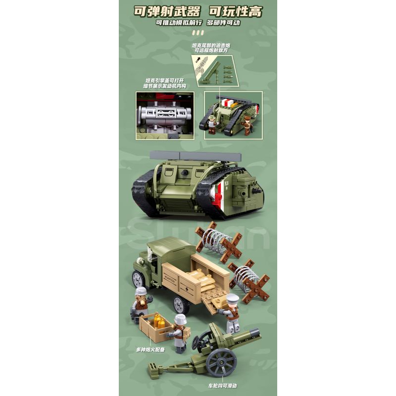 SLUBAN M38-B1296 B1296 1296 M38B1296 38-B1296 FU MENGCHENG MARK VS TANK OFFENSIVE HOẠT ĐỘNG bộ đồ chơi xếp lắp ráp ghép mô hình Military Army Quân Sự Bộ Đội 516 khối