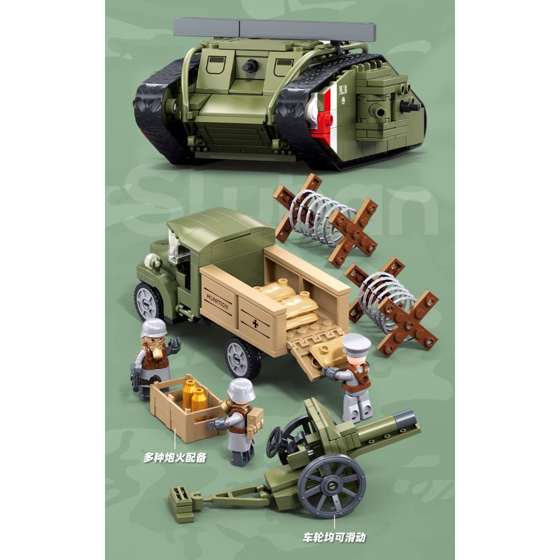 SLUBAN M38-B1296 B1296 1296 M38B1296 38-B1296 FU MENGCHENG MARK VS TANK OFFENSIVE HOẠT ĐỘNG bộ đồ chơi xếp lắp ráp ghép mô hình Military Army Quân Sự Bộ Đội 516 khối