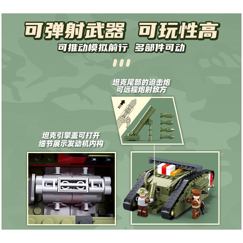 SLUBAN M38-B1296 B1296 1296 M38B1296 38-B1296 FU MENGCHENG MARK VS TANK OFFENSIVE HOẠT ĐỘNG bộ đồ chơi xếp lắp ráp ghép mô hình Military Army Quân Sự Bộ Đội 516 khối