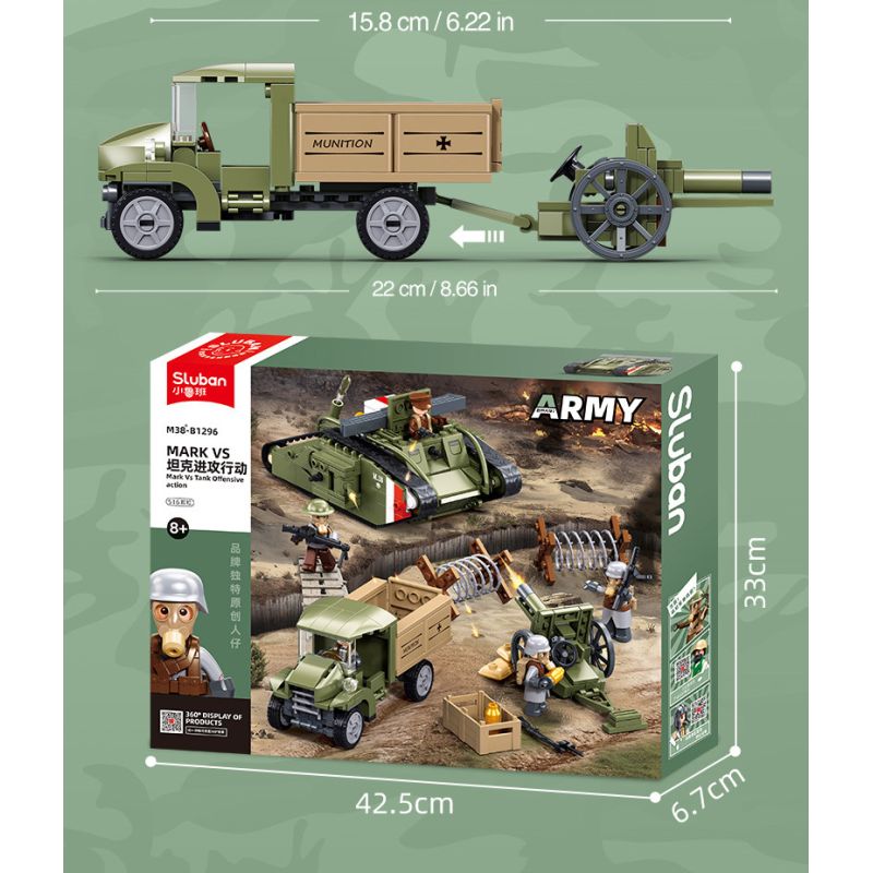 SLUBAN M38-B1296 B1296 1296 M38B1296 38-B1296 FU MENGCHENG MARK VS TANK OFFENSIVE HOẠT ĐỘNG bộ đồ chơi xếp lắp ráp ghép mô hình Military Army Quân Sự Bộ Đội 516 khối