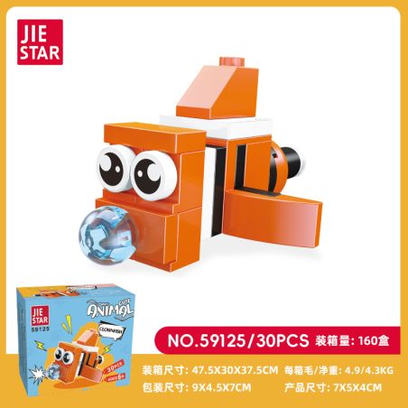 JIESTAR 59125 ĐỘNG VẬT NHỎ DỄ THƯƠNG CÁ CHÚ HỀ bộ đồ chơi xếp lắp ráp ghép mô hình Creator Sáng Tạo 30 khối