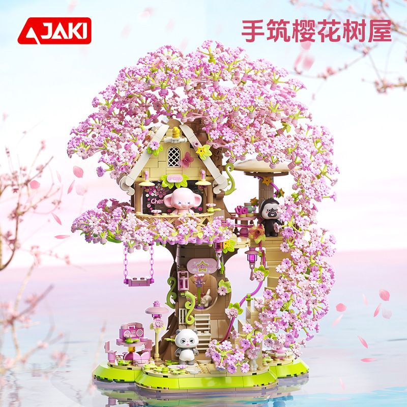 JAKI AK018 CHAOXIANG SÁNG TẠO XÂY DỰNG MỘT NGÔI NHÀ TRÊN CÂY ANH ĐÀO BẰNG TAY bộ đồ chơi xếp lắp ráp ghép mô hình