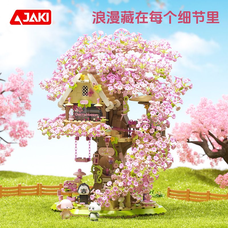 JAKI AK018 CHAOXIANG SÁNG TẠO XÂY DỰNG MỘT NGÔI NHÀ TRÊN CÂY ANH ĐÀO BẰNG TAY bộ đồ chơi xếp lắp ráp ghép mô hình