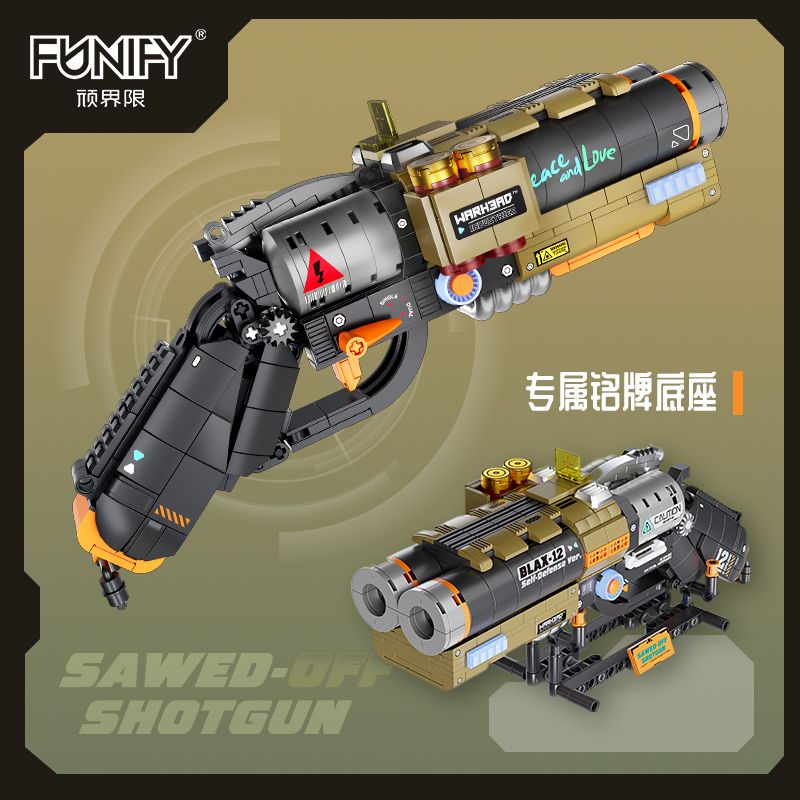 FUNIFY W9031 9031 KHOA HỌC VIỄN TƯỞNG ĐÔI SÚNG NGẮN NÒNG bộ đồ chơi xếp lắp ráp ghép mô hình Military Army SAWED OFF SHOTGUN Quân Sự Bộ Đội