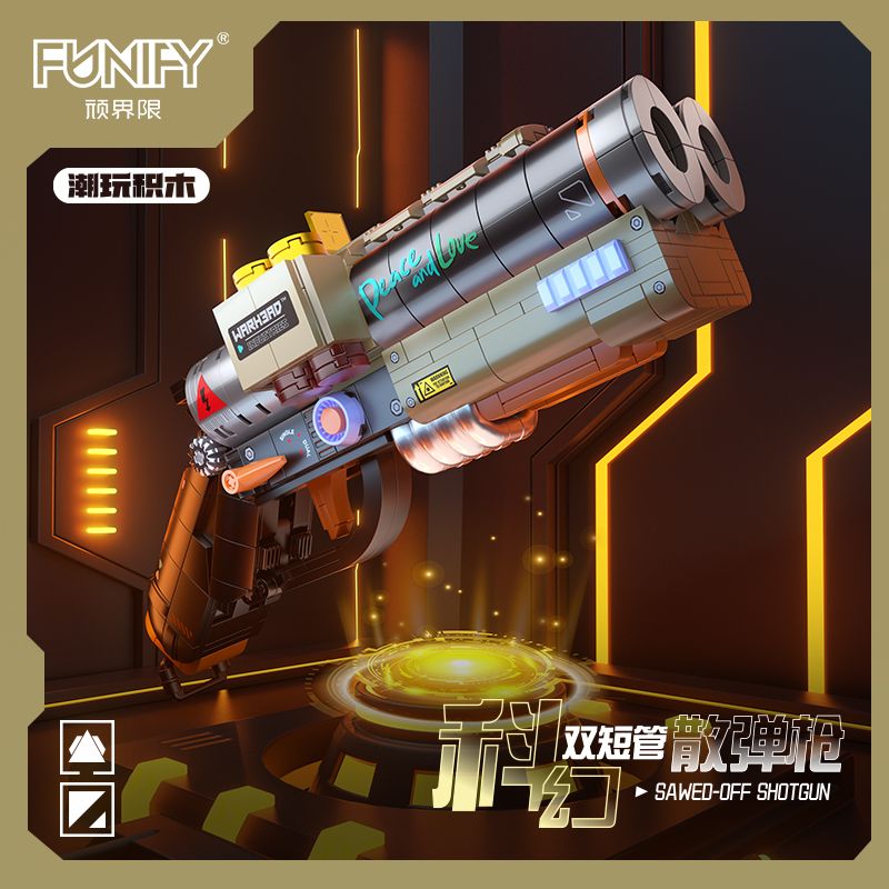 FUNIFY W9031 9031 KHOA HỌC VIỄN TƯỞNG ĐÔI SÚNG NGẮN NÒNG bộ đồ chơi xếp lắp ráp ghép mô hình Military Army SAWED OFF SHOTGUN Quân Sự Bộ Đội