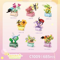 WOMA C1009 1009 8 CÔN TRÙNG VÀ HOA bộ đồ chơi xếp lắp ráp ghép mô hình 685 khối
