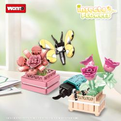 WOMA C1009 1009 8 CÔN TRÙNG VÀ HOA bộ đồ chơi xếp lắp ráp ghép mô hình 685 khối