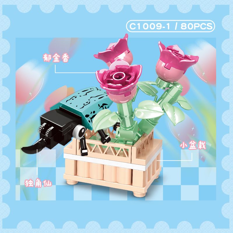 WOMA C1009 1009 8 CÔN TRÙNG VÀ HOA bộ đồ chơi xếp lắp ráp ghép mô hình 685 khối