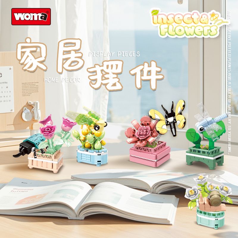 WOMA C1009 1009 8 CÔN TRÙNG VÀ HOA bộ đồ chơi xếp lắp ráp ghép mô hình 685 khối