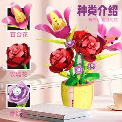 WOMA 21001 LILY ROSE POT PLANT bộ đồ chơi xếp lắp ráp ghép mô hình 450 khối