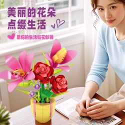 WOMA 21001 LILY ROSE POT PLANT bộ đồ chơi xếp lắp ráp ghép mô hình 450 khối