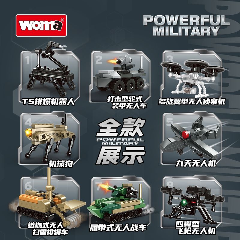 WOMA C1023 1023 MÁY BAY KHÔNG NGƯỜI LÁI QUÂN SỰ BATTLEFIELD 8 KẾT HỢP bộ đồ chơi xếp lắp ráp ghép mô hình Military Army Quân Sự Bộ Đội 312 khối