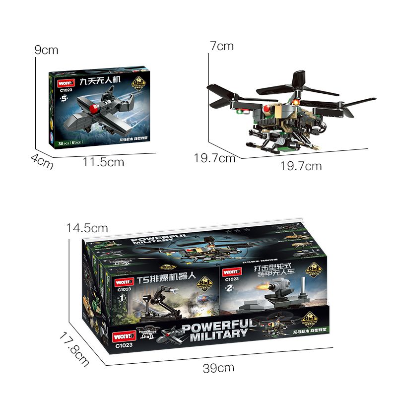 WOMA C1023 1023 MÁY BAY KHÔNG NGƯỜI LÁI QUÂN SỰ BATTLEFIELD 8 KẾT HỢP bộ đồ chơi xếp lắp ráp ghép mô hình Military Army Quân Sự Bộ Đội 312 khối