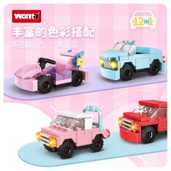 WOMA C1021 1021 MÔ HÌNH MACARON CARTOON 12 bộ đồ chơi xếp lắp ráp ghép mô hình Racers Đua Tốc Độ 407 khối