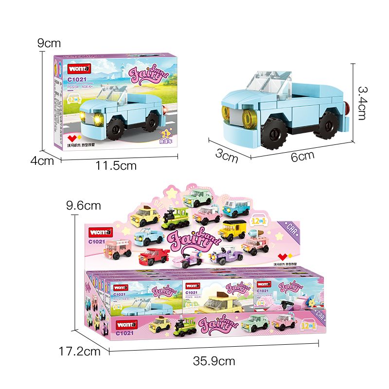 WOMA C1021 1021 MÔ HÌNH MACARON CARTOON 12 bộ đồ chơi xếp lắp ráp ghép mô hình Racers Đua Tốc Độ 407 khối