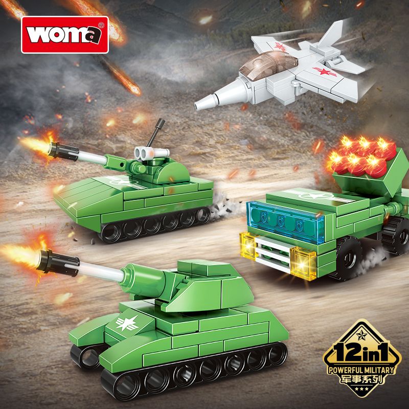 WOMA C1020 1020 SÁCH MINH HỌA QUÂN ĐỘI HẠN CHẾ 12 bộ đồ chơi xếp lắp ráp ghép mô hình Military Army Quân Sự Bộ Đội 460 khối