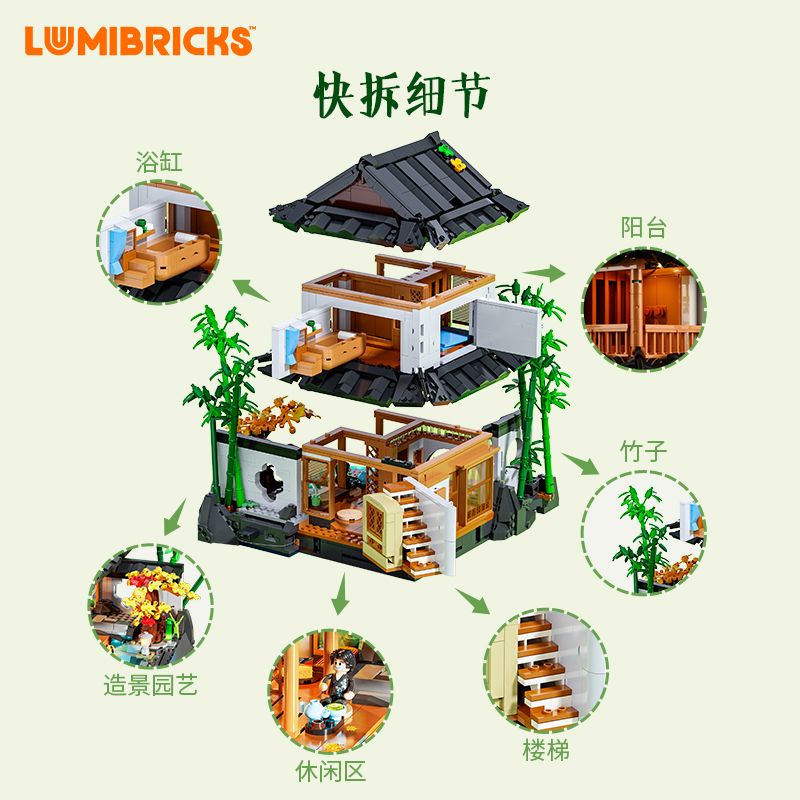 LUMIBRICKS FUNWHOLE L9075 9075 NHÀ RETRO RỪNG TRE bộ đồ chơi xếp lắp ráp ghép mô hình Creator Sáng Tạo 2432 khối LUMIBRICKS FUNWHOLE L9075 9075 NHÀ RETRO RỪNG TRE bộ đồ chơi xếp lắp ráp ghép mô hình Creator Sáng Tạo 2432 khối