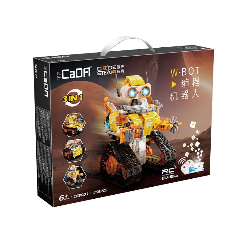 CaDA DoubleE C83003 W BOT Xếp hình lắp ráp ghép mô hình Robot lập trình ba trong một