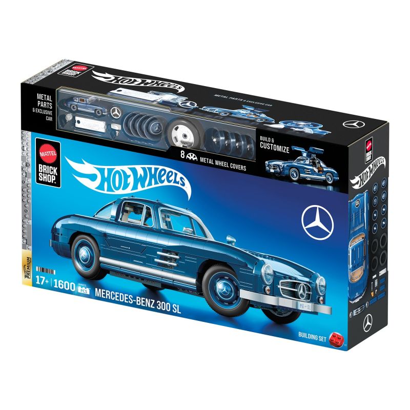 MATTEL BRICK SHOP HWW25 LỚP CAO CẤP HOT WHEELS MERCEDES-BENZ 300SL 1:12 tỷ lệ 1:12 bộ đồ chơi xếp lắp ráp ghép mô hình Creator MATTEL BRICK SHOP HOT WHEELS MERCEDES-BENZ 300 SL Sáng Tạo 1600 khối