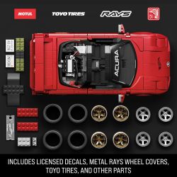 MATTEL BRICK SHOP JFT17 LỚP HỌC ƯU TÚ HOT WHEELS 1990 ACURA NSX 1:16 tỷ lệ 1:16 bộ đồ chơi xếp lắp ráp ghép mô hình Creator HOT WHEELS '90 ACURA NSX Sáng Tạo 876 khối