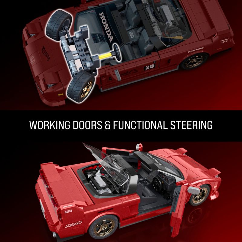 MATTEL BRICK SHOP JFT17 LỚP HỌC ƯU TÚ HOT WHEELS 1990 ACURA NSX 1:16 tỷ lệ 1:16 bộ đồ chơi xếp lắp ráp ghép mô hình Creator HOT WHEELS '90 ACURA NSX Sáng Tạo 876 khối