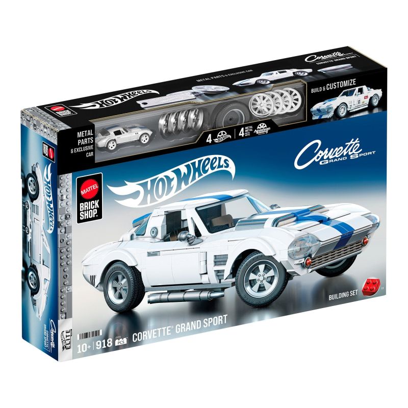 MATTEL BRICK SHOP JGR31 LỚP HỌC ƯU TÚ HOT WHEELS CHEVROLET CORVETTE GRAND SPORT 1:16 tỷ lệ 1:16 bộ đồ chơi xếp lắp ráp ghép mô hình Creator HOT WHEELS CORVETTE GRAND SPORT Sáng Tạo 918 khối