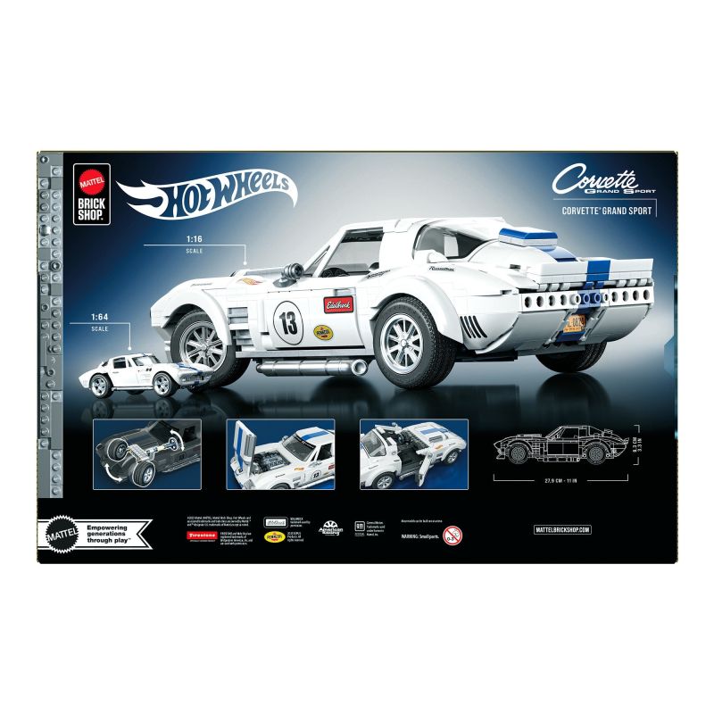 MATTEL BRICK SHOP JGR31 LỚP HỌC ƯU TÚ HOT WHEELS CHEVROLET CORVETTE GRAND SPORT 1:16 tỷ lệ 1:16 bộ đồ chơi xếp lắp ráp ghép mô hình Creator HOT WHEELS CORVETTE GRAND SPORT Sáng Tạo 918 khối