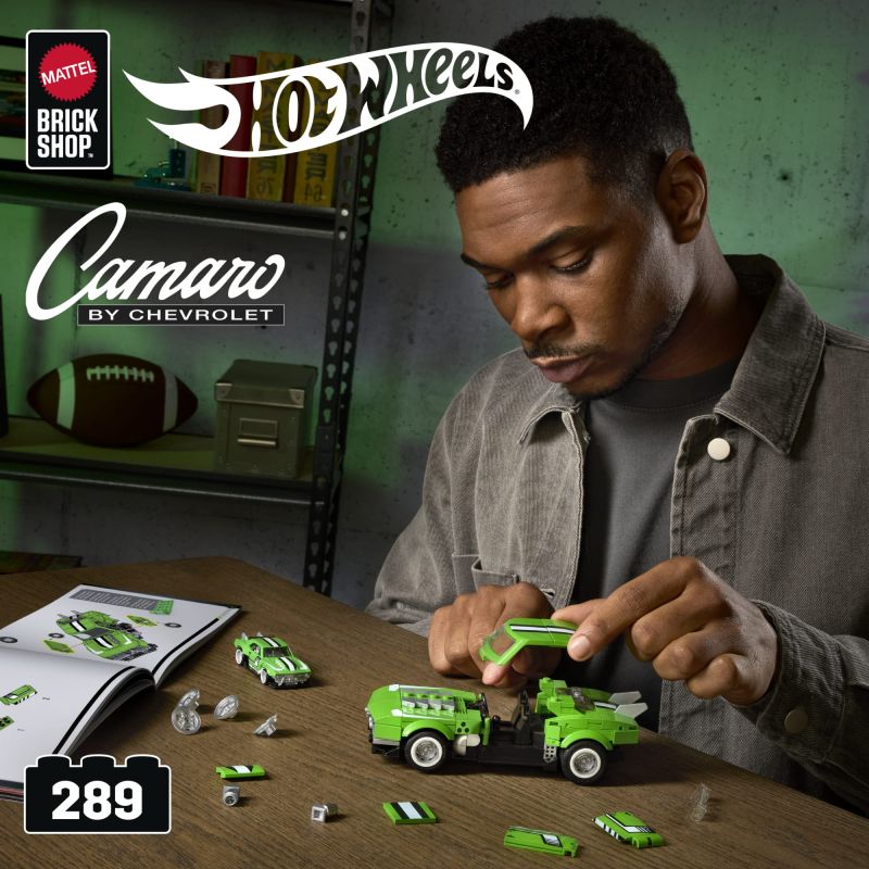 MATTEL BRICK SHOP JFT16 LỚP HỌC TỐC ĐỘ HOT WHEELS 1968 XE SỬA ĐỔI CAMARO 1:32 tỷ lệ 1:32 bộ đồ chơi xếp lắp ráp ghép mô hình Creator HOT WHEELS CUSTOM '68 CAMARO Sáng Tạo 289 khối