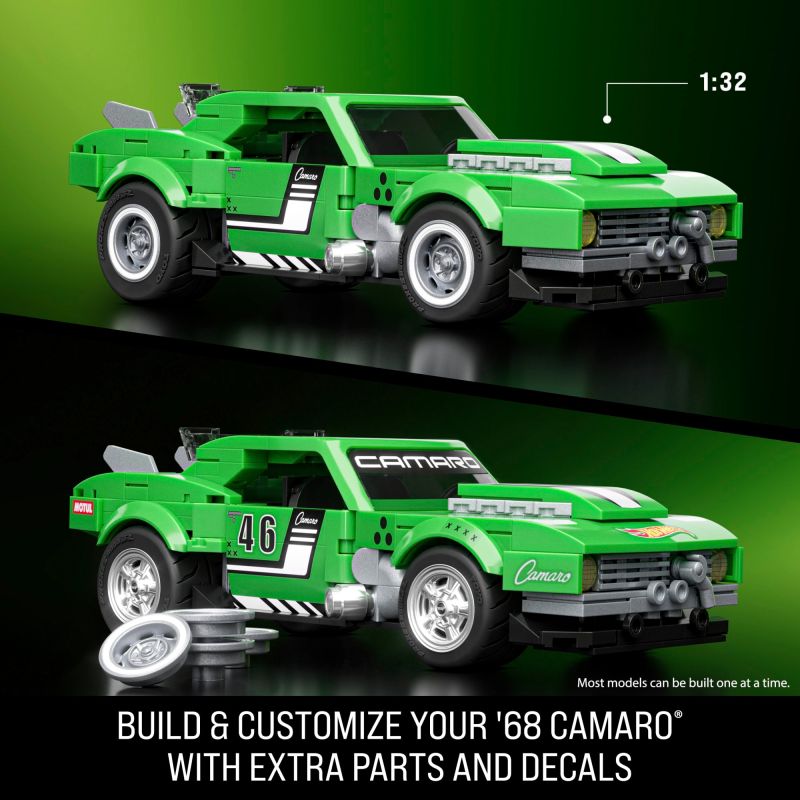 MATTEL BRICK SHOP JFT16 LỚP HỌC TỐC ĐỘ HOT WHEELS 1968 XE SỬA ĐỔI CAMARO 1:32 tỷ lệ 1:32 bộ đồ chơi xếp lắp ráp ghép mô hình Creator HOT WHEELS CUSTOM '68 CAMARO Sáng Tạo 289 khối