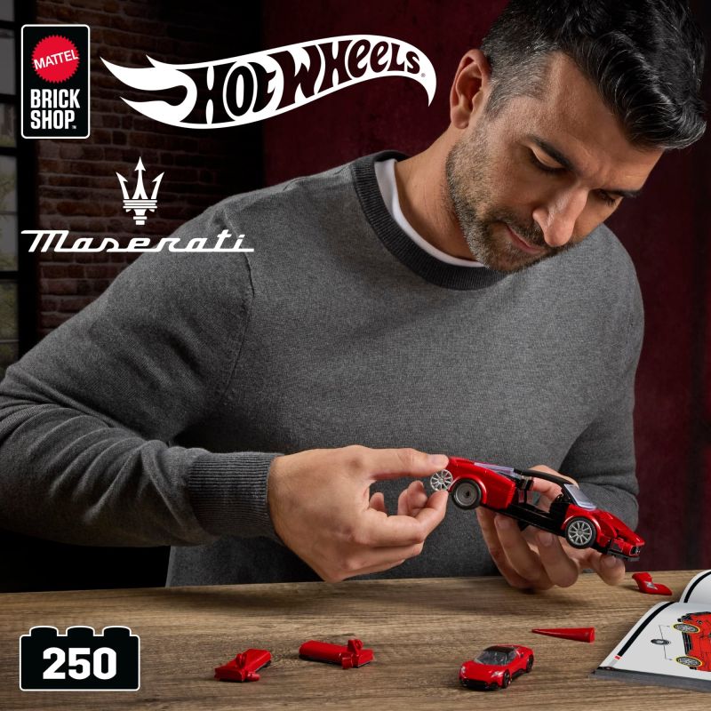 Mattel Brick Shop JFR90 Hot Wheels Maserati MC20 Xếp hình lắp ráp ghép mô hình Lớp học tốc độ Hot Wheels Maserati MC20 1:32