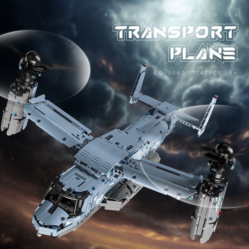 A004 GOQI GQ-3060 3060 GQ3060 MÁY BAY TRỰC THĂNG OSPREY V-22 CỦA MỸ bộ đồ chơi xếp lắp ráp ghép mô hình Technic TRANSPORT PLANE Kỹ Thuật Công Nghệ Cao Mô Hình Phương Tiện 1747 khối
