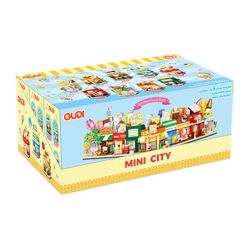 GUDI 40801 MINI CITY STREET VIEW STAPED 9 SANDWICH SHOP COFFEE INVENIENCE MILK TEA BƯU ĐIỆN TIỆM BÁNH CỬA HÀNG HOA NHÀ SÁCH KEM bộ đồ chơi xếp lắp ráp ghép mô hình 854 khối