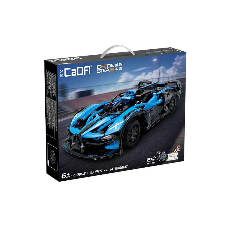 CaDA DoubleE C51302 Xếp hình lắp ráp ghép mô hình Blue Flame Phantom Lập trình chiếc xe điều khiển điều khiển từ xa chế độ kép 1:14