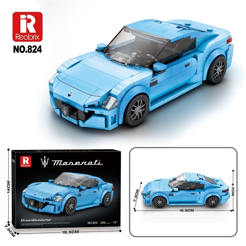 REOBRIX 823 824 XE THỂ THAO MASERATI bộ đồ chơi xếp lắp ráp ghép mô hình Speed Champions Racing Cars Đua Xe Công Thức 384 khối